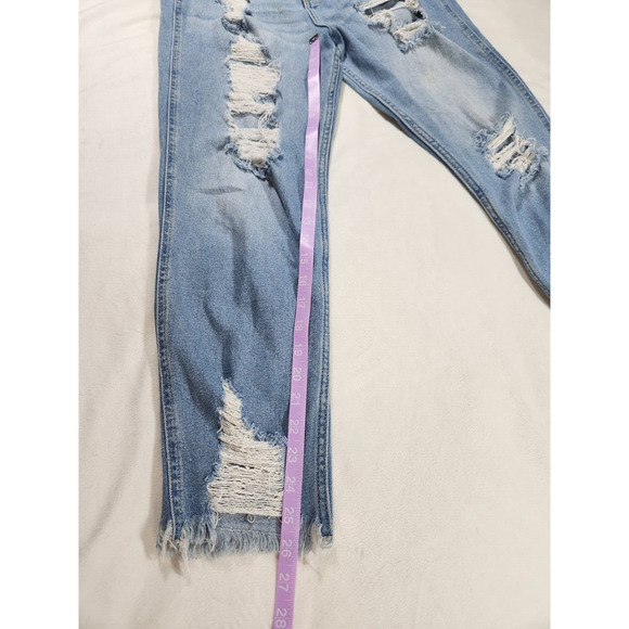 7R Hollister High Rise Slim Straight Vintage Stretch Light Wash Distressed Women - Picture 9 of 14